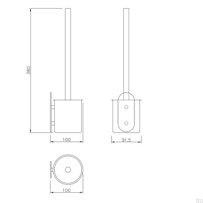 Szczotka toaletowa montowana do ściany Tours Srebrna Szczotkowana