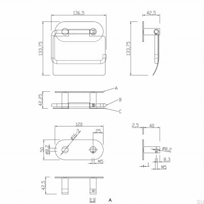 Uchwyt na papier toaletowy Tours Metalowy Czarny Mat