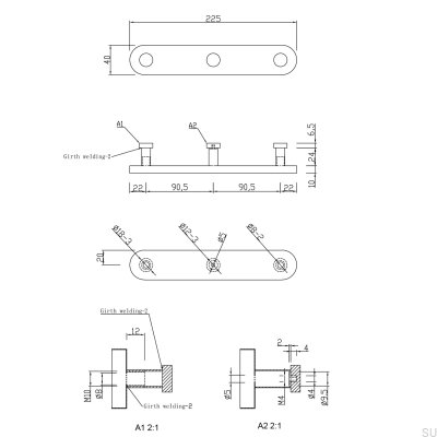 Wieszak ścienny Dijon 225-3 Chrom Polerowany