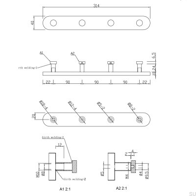 Wieszak ścienny Dijon 314-4 Srebrny Szczotkowany