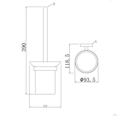 Szczotka toaletowa montowana do ściany Dijon Metalowa Czarna Matowa