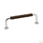 Uchwyt meblowy podłużny 1353 z niklu ze skórzaną wstawką od Beslag Design