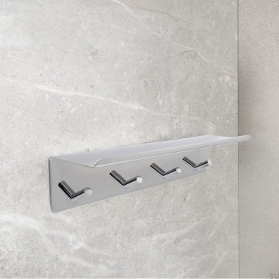 Wieszak ścienny z półką Base Chrom Polerowany