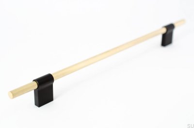 Uchwyt meblowy podłużny Line Mix 224 Mosiężny szczotkowany nielakierowany z czarnym