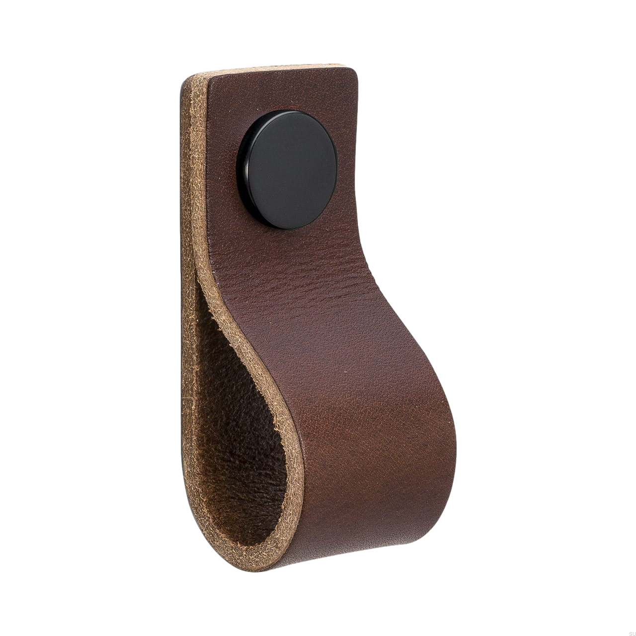 Uchwyt Loop Round 65 Brązowa Skóra Czarna Stal