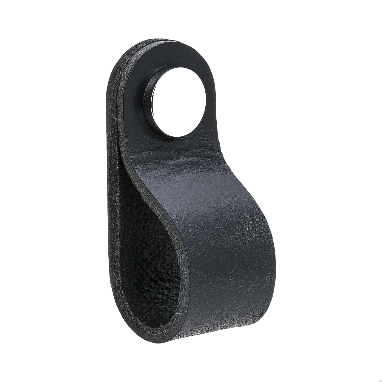 Uchwyt Loop Round 70 Czarna Skóra Polerowany Chrom