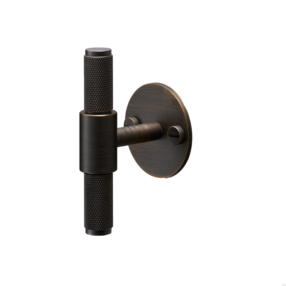 Uchwyt meblowy T-bar smoked brąz z podkładką na meblu