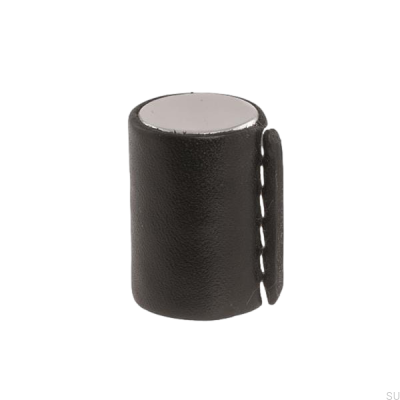 Gałka meblowa Läderknopp Chrom Polerowany z Czarną Skórą