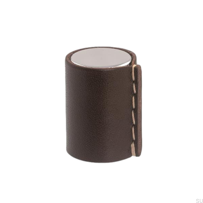 Gałka meblowa Läderknopp Chrom polerowany z brązowym