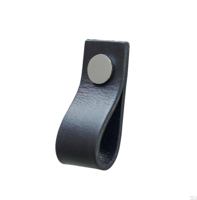 Uchwyt meblowy Loop Skórzany Czarny z Chromem