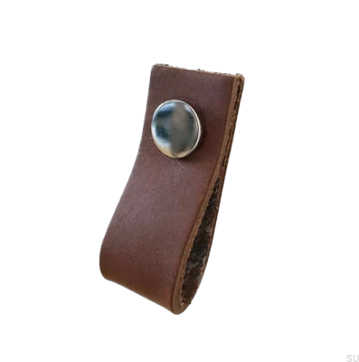 Uchwyt meblowy Loop Skórzany Brązowy z Chromem