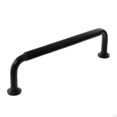 Uchwyt meblowy podłużny LS 1353 128 Czarny z Czarną Skórą 