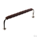 zdjecie uchwytu meblowego 1353 96 srebrnego z brazowa skórą