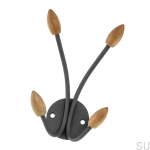 Zdjecie wieszaka 20044 szarego z drewnianymi zakonczeniami