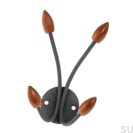 Zdjecie wieszaka 20044 szarego z drewnianymi zakonczeniami