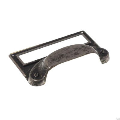 Uchwyt meblowy muszlowy z etykietą Antyczna czerń