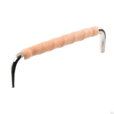 Uchwyt meblowy podłużny LL 7353 128 Nikiel polerowany z naturalną skórą 