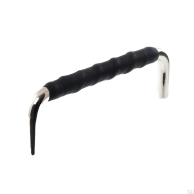 Uchwyt meblowy podłużny LL 7353 128 Nikiel polerowany z czarną skórą 