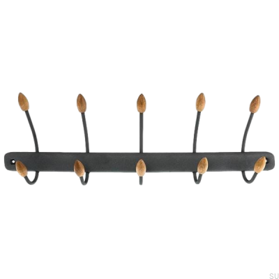 Wieszak ścienny 80044 Szary z drewnianymi dębowymi zakończeniami