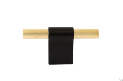 Gałka meblowa T-Bar Line Mix 60 Metalowa czarna ze szczotkowanym mosiądzem