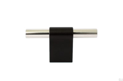 Gałka meblowa T-Bar Line Mix 60 Metalowa czarna z polerowaną stalą