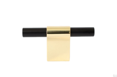 Gałka meblowa T-Bar Line Mix 60 Mosiężna polerowana nielakierowana z czarnym