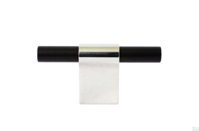 Gałka meblowa T-Bar Line Mix 60 Stalowa polerowana z czarnym