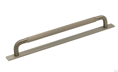 Uchwyt meblowy podłużny z podkładką Helix Stripe 224 Srebrny Szczotkowany