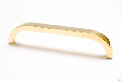 Uchwyt meblowy podłużny Slim 128 Złoty Mosiężny Polerowany Nielakierowany