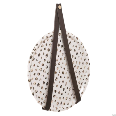 Wieszak ścienny 0150L Skórzany Ciemnobrązowy ze Złotym