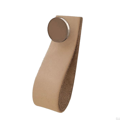 Uchwyt meblowy Loop 80 Skórzany ze Srebrnym Szczotkowanym