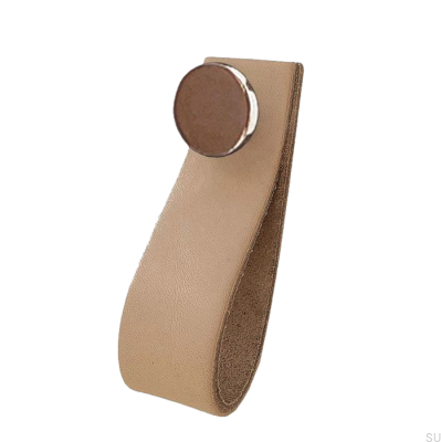 Uchwyt meblowy Loop 80 Skórzany ze Srebrnym Polerowanym