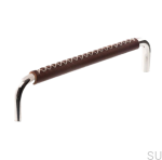 Uchwyt meblowy podłużny 7353 96 Nikiel Polerowany z Brązową Skórą.png