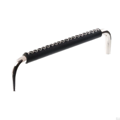 Uchwyt meblowy podłużny LX 7353 96 Nikiel Polerowany z Czarną Skórą 