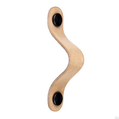 Uchwyt meblowy podłużny Pin-Pin Skórzany z czarnym