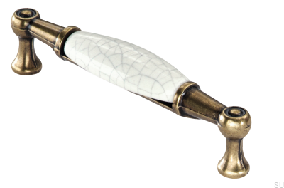 Uchwyt meblowy podłużny 1699 96 PC Antyczny Złoty z Porcelaną