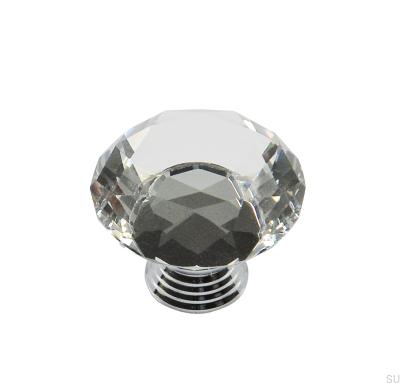 Gałka meblowa GL02 Szklana z Mosiądzem Chromowanym