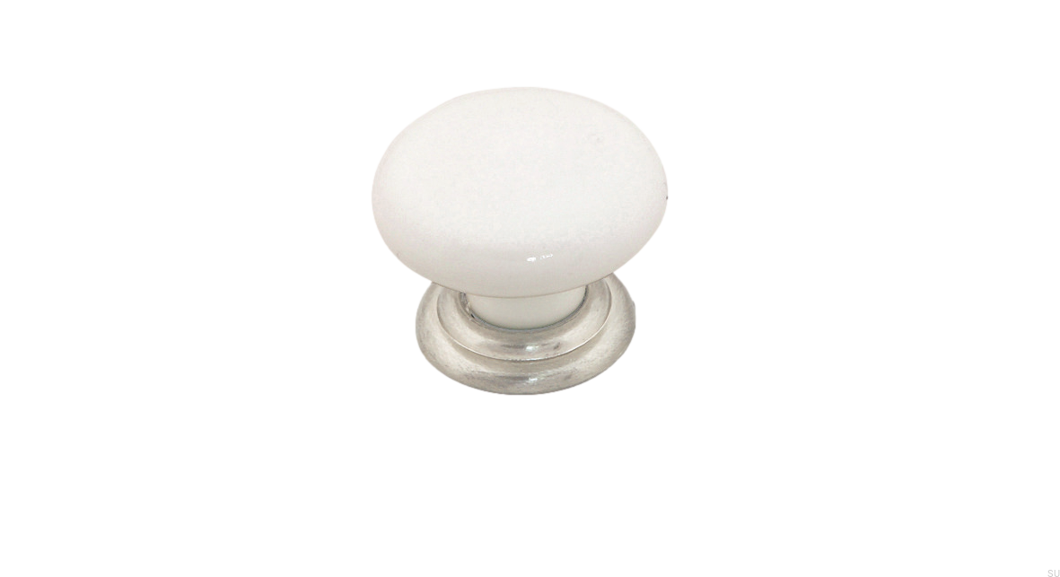 SP65-34White/ZN21--Gałka-meblowa-SP65-Porcelanowa-Biała-ze-Srebrnym-Siro-Skandynawskie-Uchwyty_1