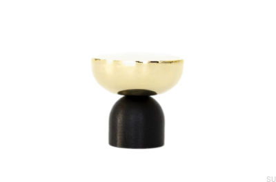 Gałka meblowa Kokeshi Mix 3032 Aluminiowa Czarna z Polerowanym Mosiądzem