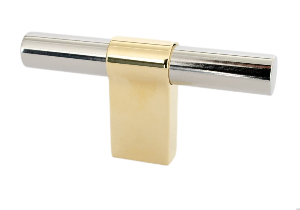 KN29M/R--Gałka-meblowa-T-Bar-Line-Big-Mix-80-Stalowa-Polerowana-z-Polerowanym-Mosiądzem-BB-Sweden-Skandynawskie-Uchwyty_1