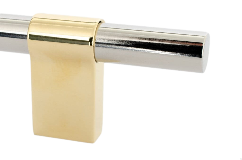 HA63M/R--Uchwyt-meblowy-podłużny-Line-Big-Mix-224-Stalowy-Polerowany-z-Polerowanym-Mosiądzem-BB-Sweden-Skandynawskie-Uchwyty_1