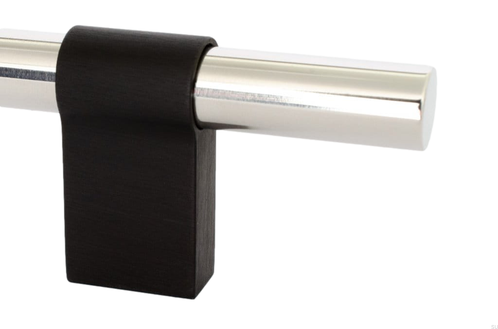 HA63AS/R--Uchwyt-meblowy-podłużny-Line-Big-Mix-224-Stalowy-Polerowany-z-Czarnym-Aluminium-BB-Sweden-Skandynawskie-Uchwyty_1