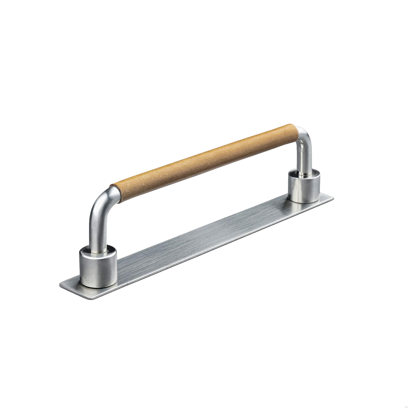 157155SP--Uchwyt-meblowy-podłużny-Asissi-Swept-128-Srebrny-Szczotkowany-z-Jasną-Brązową-Skórą-Teofils-Skandynawskie-Uchwyty_3