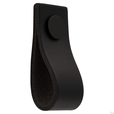 Gałka meblowa Loop Ari Skórzana Czarna z Czarnym 