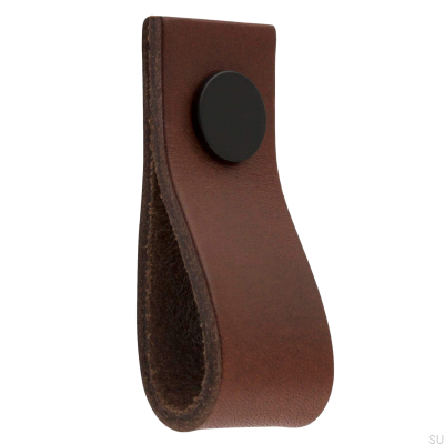 Gałka meblowa Loop Ari Skórzana Brązowa z Czarnym