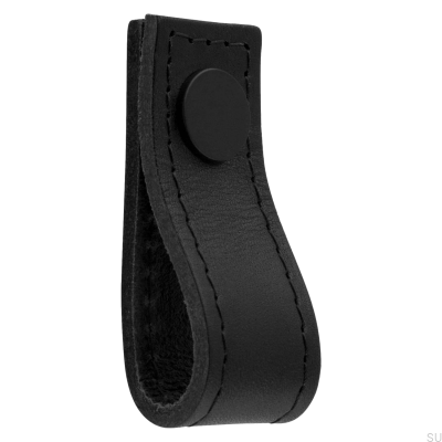 Gałka meblowa Loop Avio Skórzana Czarna z Czarnym