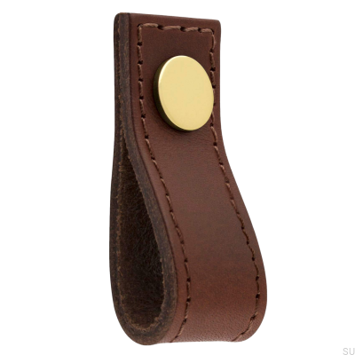 Gałka meblowa Loop Avio Skórzana Brązowa ze Złotym