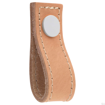 Gałka meblowa Loop Avio Skórzana Jasna Brązowa z Białym