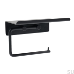 60608-41 Uchwyt na papier toaletowy z półką Base Metalowy Czarny Mat