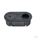 989016 Gniazdo podwójne z USB Infini Czarne Matowe